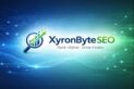 XyronByte SEO logo with magnifying glass and upward growth graph representing professional SEO services
