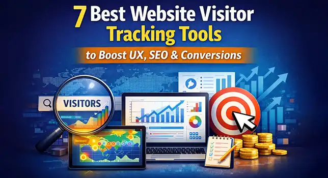 Best Website visitor tracking tools dashboard showing analytics charts, heatmaps, visitor data, and conversion targets